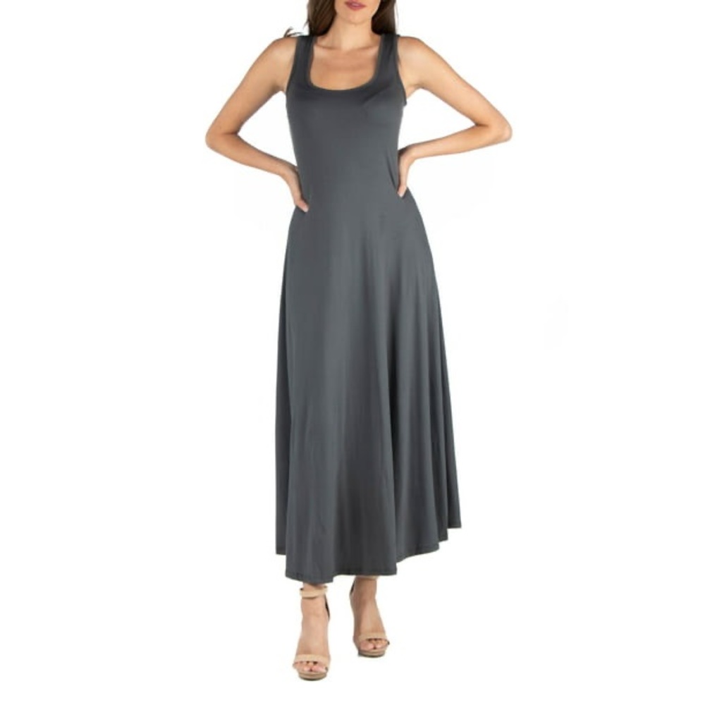 Vintage Spenser Jeremy Solid Flare Sleeveless Midi Dress